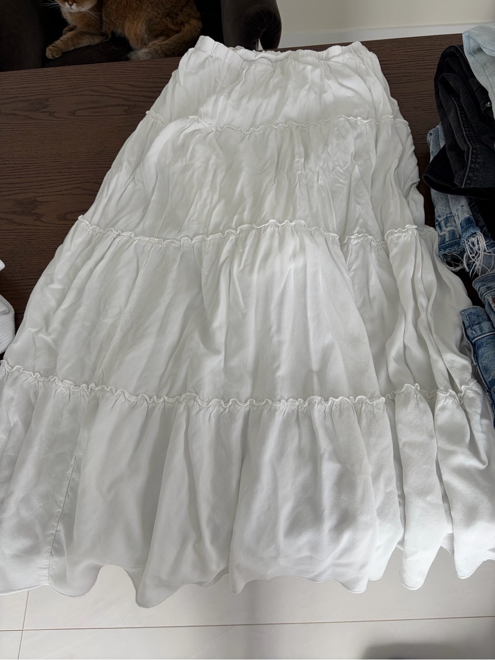 Brandy Melville White Tiered Maxi Skirt